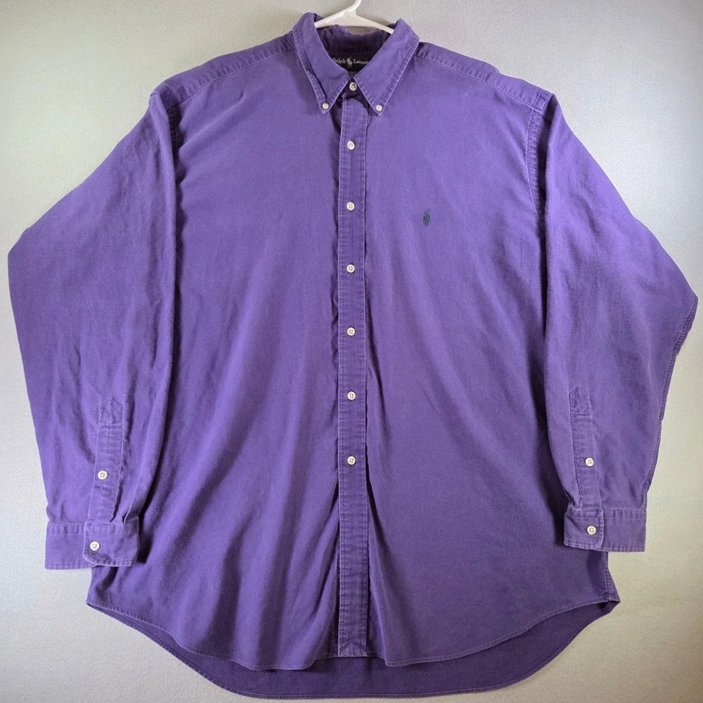 Vtg Ralph Lauren Blake Mens XXL Purple Corduroy Button Down Long Sleeve Shirt